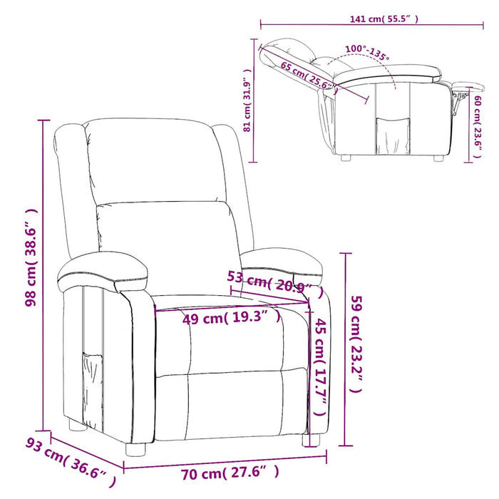 Poltrona Reclinabile Marrone in Similpelle 322438