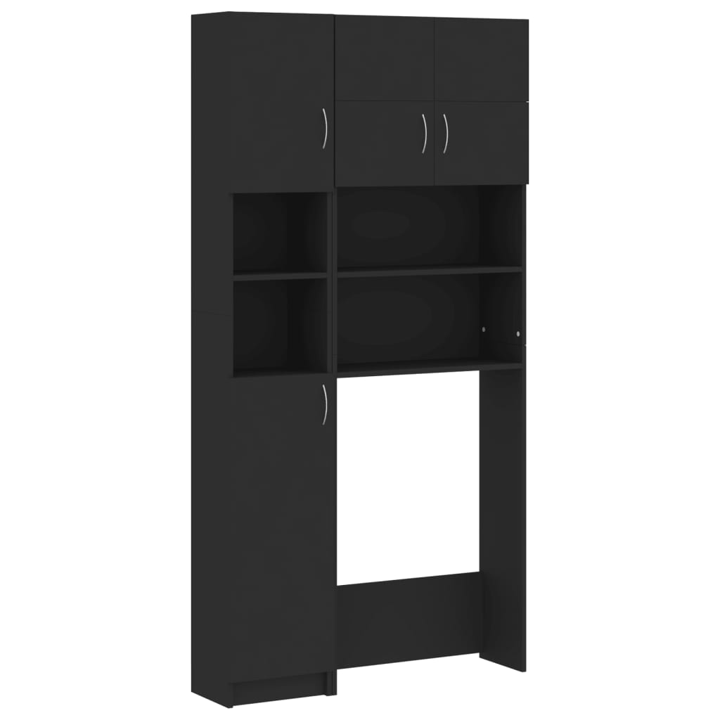 Set Mobili per Lavatrice Nero in Truciolato 3055637