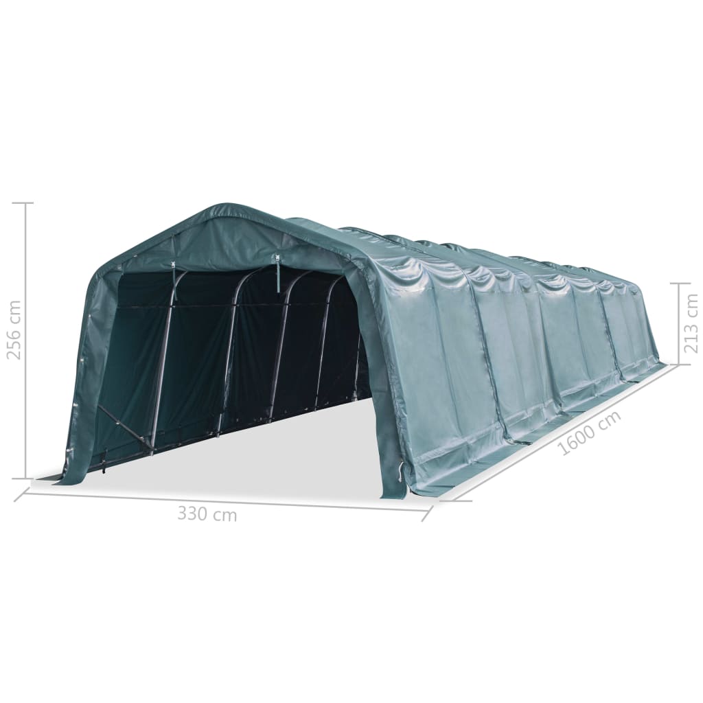 Tendone Bestiame Rimovibile PVC 550 g/m² 3,3x16 m Verde Scuro 3055651