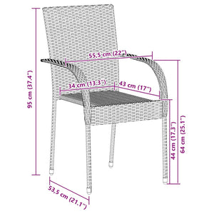Sedie da Esterno Impilabili 4 pz in Polyrattan Marrone 310083