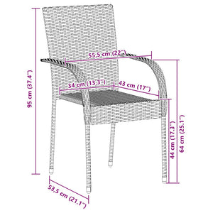 Sedie da Esterno Impilabili 4 pz Grigie in Polyrattan cod mxl 6800