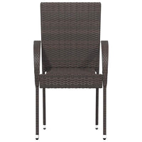 Sedie da Esterno Impilabili 6 pz in Polyrattan Marrone