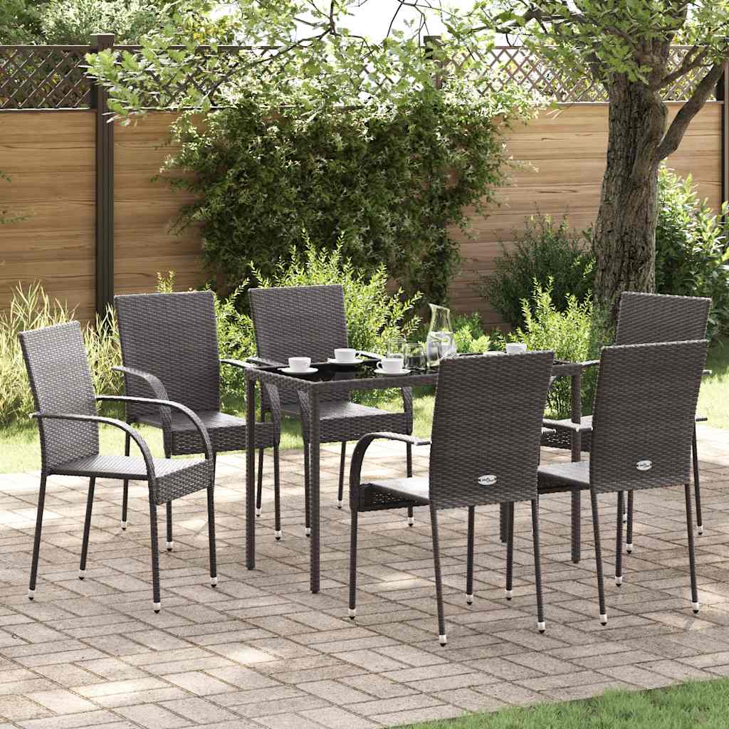 Sedie da Esterno Impilabili 6 pz in Polyrattan Marrone 310086