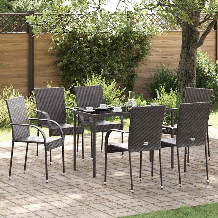 Sedie da Esterno Impilabili 6 pz in Polyrattan Marrone 310086