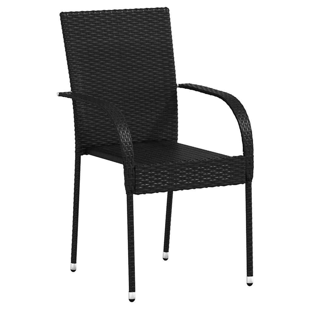 Sedie da Esterno Impilabili 6 pz in Polyrattan Nere 310087