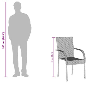 Sedie da Esterno Impilabili 6 pz Grigie in Polyrattan