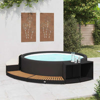 Bordo Spa Nero in Polyrattan e Legno d'Acacia cod mxl 52890