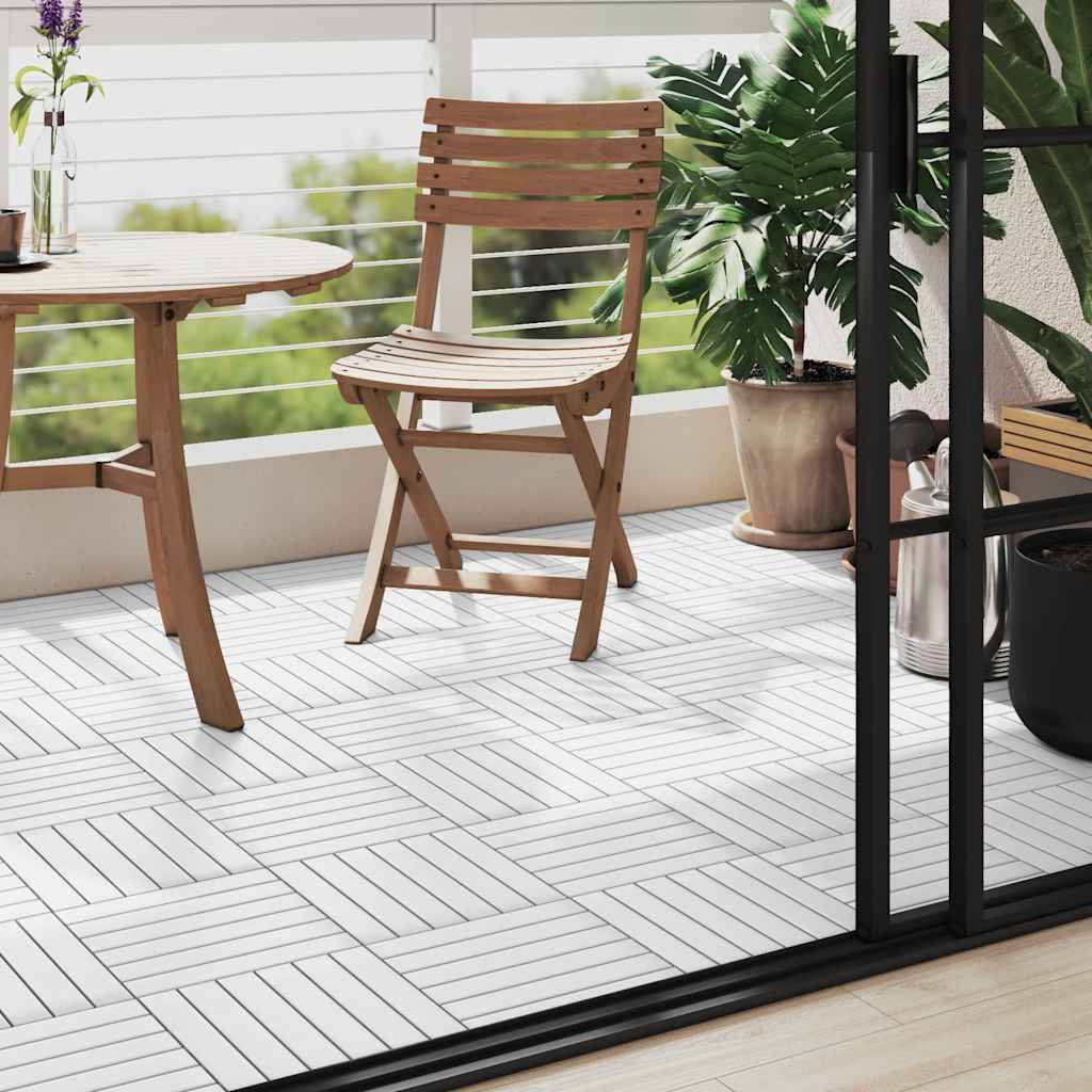 Piastrelle Esterni 10 pz Bianche 30x30 cm Legno Massello Acacia 310117