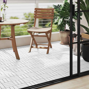 Piastrelle Esterni 10 pz Bianche 30x30 cm Legno Massello Acacia 310118