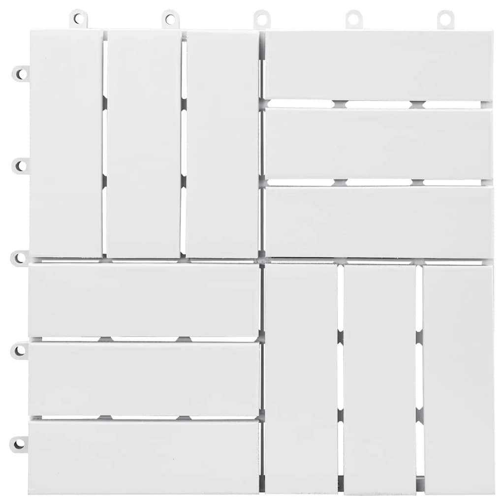 Piastrelle Esterni 10 pz Bianche 30x30 cm Legno Massello Acacia 310118