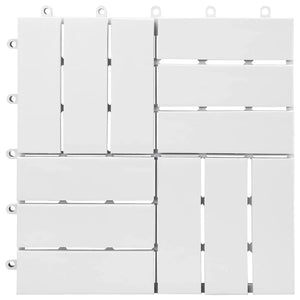 Piastrelle Esterni 10 pz Bianche 30x30 cm Legno Massello Acacia 310118