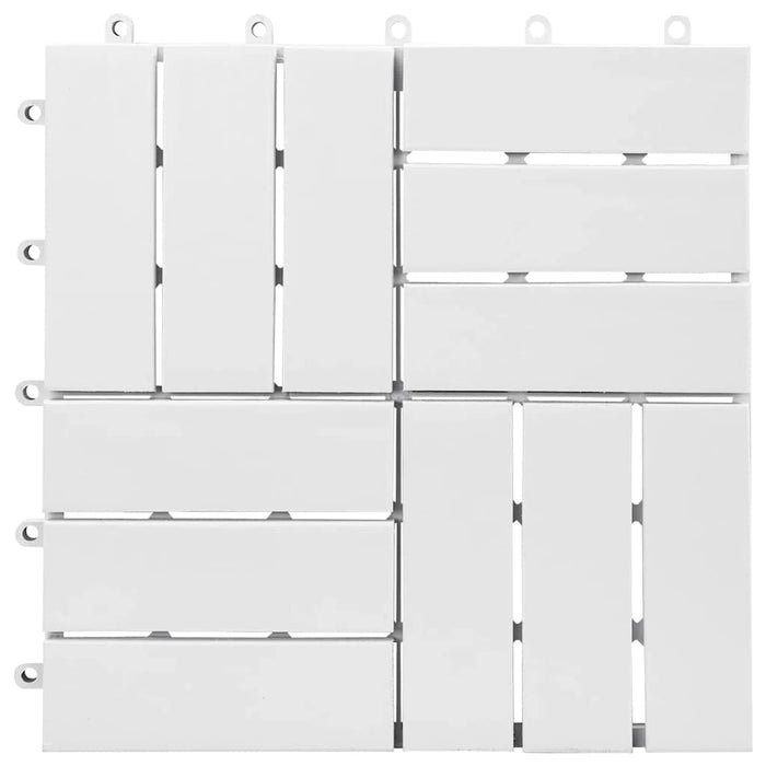 Piastrelle Esterni 10 pz Bianche 30x30 cm Legno Massello Acacia 310118