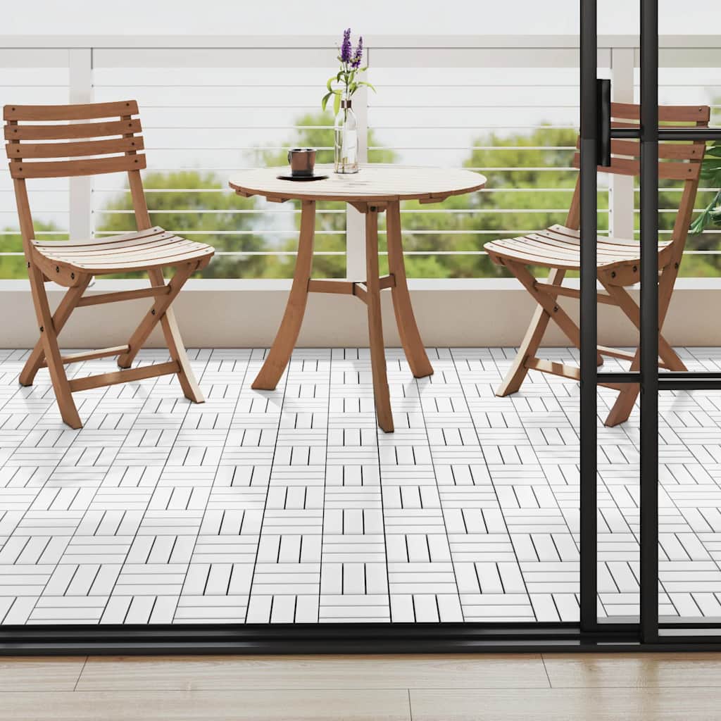 Piastrelle Esterni 10 pz Bianche 30x30 cm Legno Massello Acacia 310118