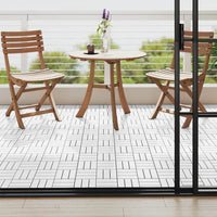 Piastrelle Esterni 10 pz Bianche 30x30 cm Legno Massello Acacia 310118