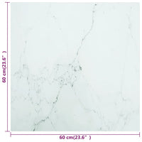 Piano Tavolo Bianco 60x60 cm 6mm Vetro Temperato Aspetto Marmo cod mxl 72554