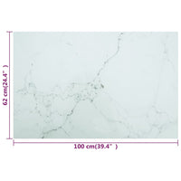 Piano per Tavolo Bianco 100x62cm 8mm in Vetro Aspetto Marmo  cod mxl 74729