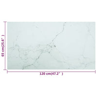 Piano per Tavolo Bianco 120x65 cm 8 mm in Vetro Aspetto Marmo  cod mxl 74725