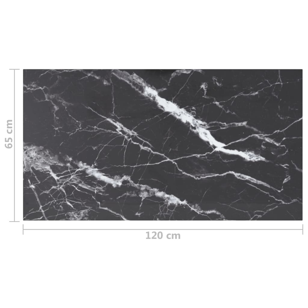 Piano Tavolo Nero 120x65 cm 8mm Vetro Temperato Design Marmo