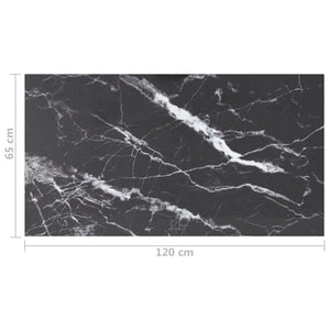 Piano Tavolo Nero 120x65 cm 8mm Vetro Temperato Design Marmo