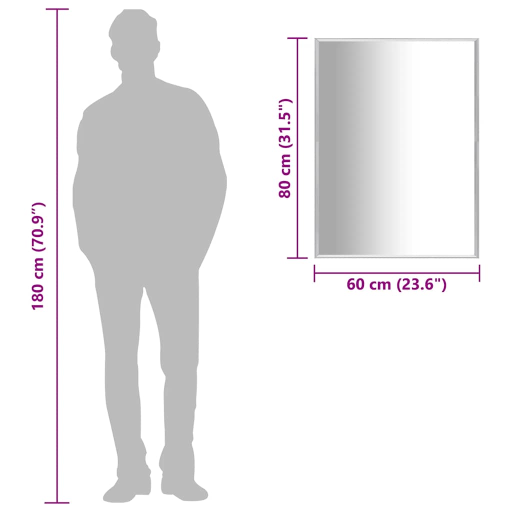 Specchio Argento 80x60 cm 322735