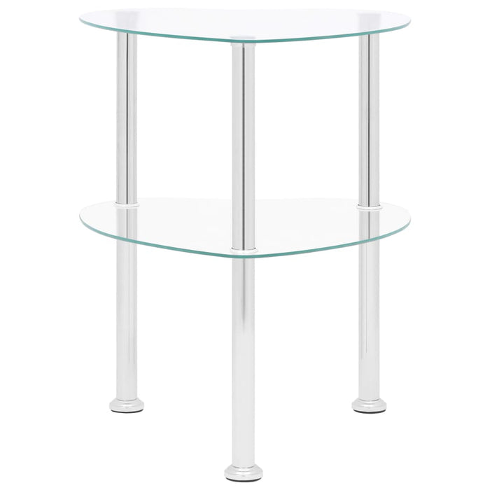 Tavolino a 2 Livelli Trasparente 38x38x50 cm in Vetro Temperato 322785