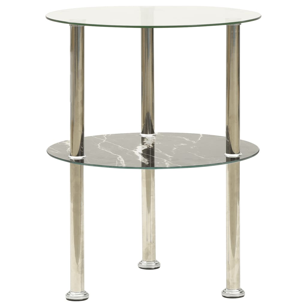 322789 2-Tier Side Table Transparent & Black 38 cm Tempered Glass cod mxl 14098