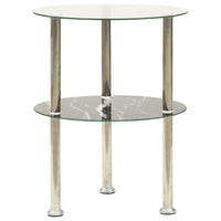 322789 2-Tier Side Table Transparent & Black 38 cm Tempered Glass cod mxl 14098