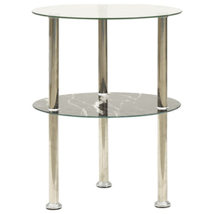 322789 2-Tier Side Table Transparent & Black 38 cm Tempered Glass cod mxl 14098