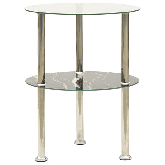 322789 2-Tier Side Table Transparent & Black 38 cm Tempered Glass cod mxl 14098