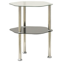 Tavolino 2 Livelli Trasparente Nero 38x38x50 cm Vetro Temperato 322791