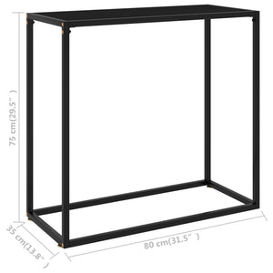 Tavolo Consolle Nero 80x35x75 cm in Vetro Temperato 322808