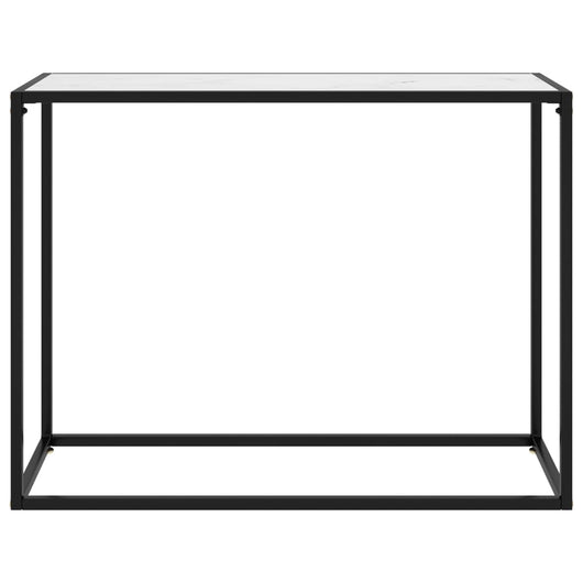 Tavolo Consolle Bianco 100x35x75 cm in Vetro Temperato cod mxl 16879