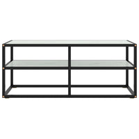 Mobile Porta TV Nero con Vetro Marmo Bianco 100x40x40 cm