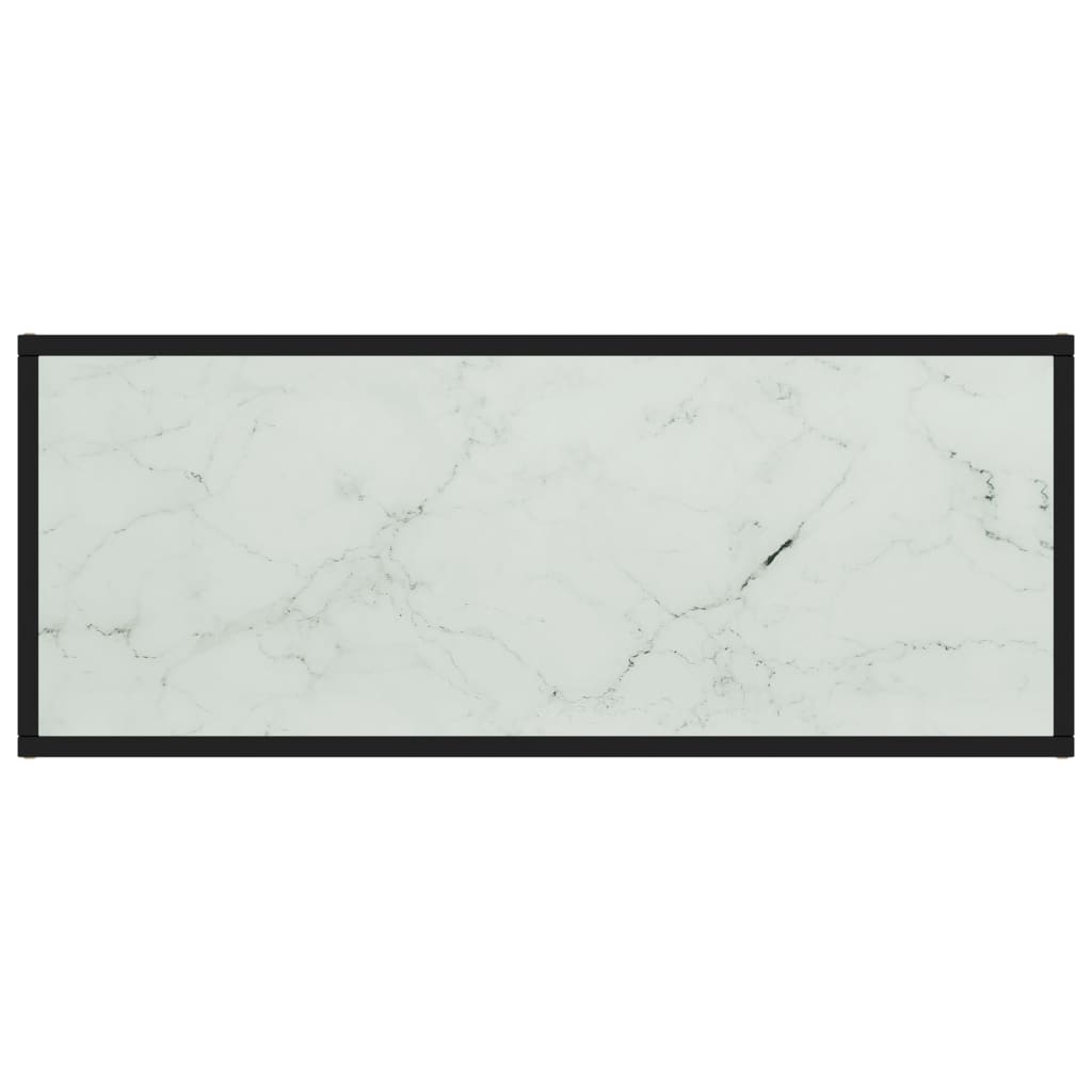 Mobile Porta TV Nero con Vetro Marmo Bianco 100x40x40 cm