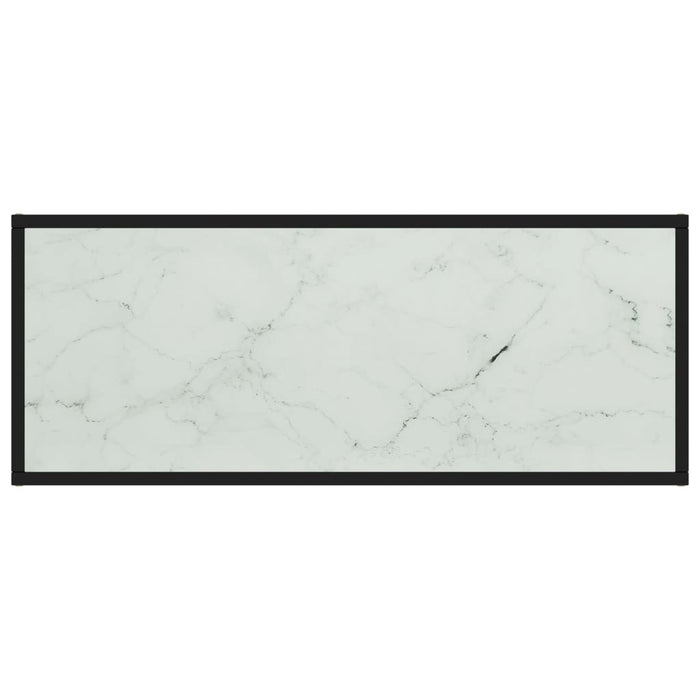 Mobile Porta TV Nero con Vetro Marmo Bianco 100x40x40 cm