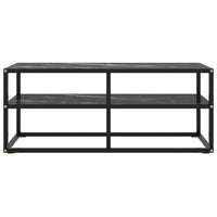 Mobile TV Nero con Vetro Nero Marmo 100x40x40 cm 322858