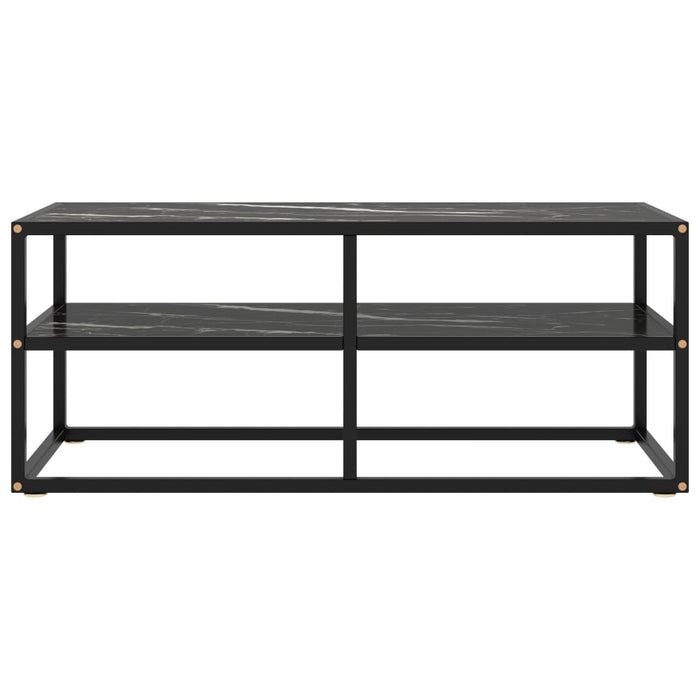 Mobile TV Nero con Vetro Nero Marmo 100x40x40 cm 322858