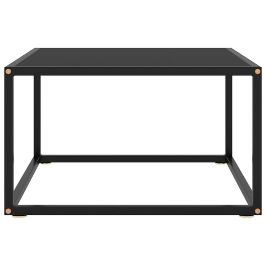 Tavolino da Salotto Nero con Vetro Nero-Tavolino da soggiorno 60x60x35 cm