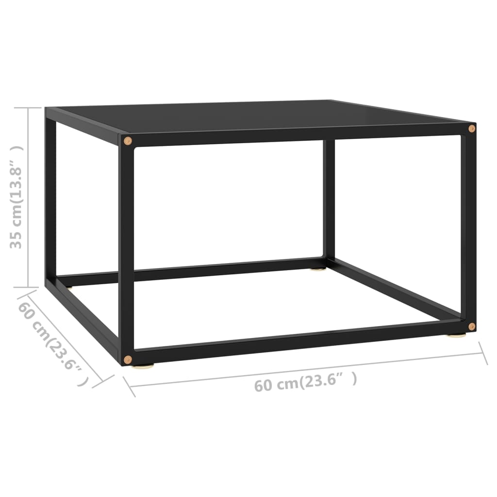 Tavolino da Salotto Nero con Vetro Nero 60x60x35 cm  cod mxl 8071