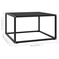 Tavolino da Salotto Nero con Vetro Nero 60x60x35 cm  cod mxl 8071