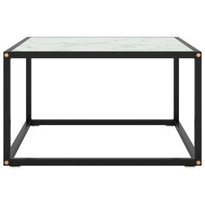 Tavolino da Salotto Nero con Vetro Marmo Bianco 60x60x35 cm 322873