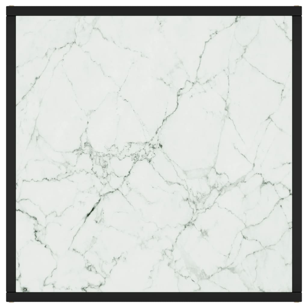 Tavolino da Salotto Nero con Vetro Marmo Bianco 60x60x35 cm 322873