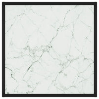 Tavolino da Salotto Nero con Vetro Marmo Bianco 60x60x35 cm 322873