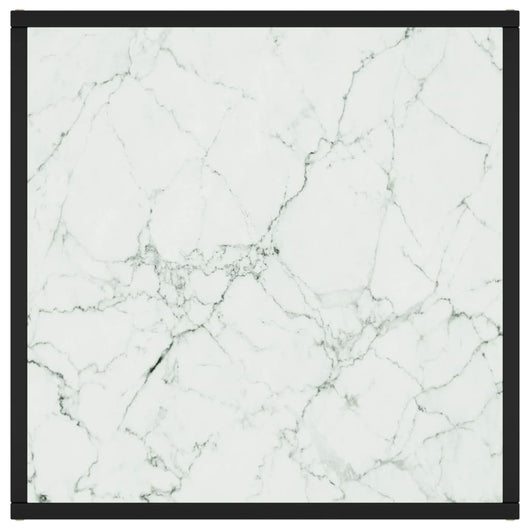 Tavolino da Salotto Nero con Vetro Marmo Bianco 60x60x35 cm 322873
