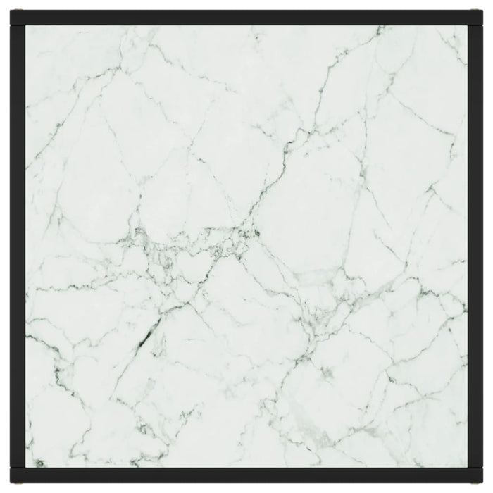 Tavolino da Salotto Nero con Vetro Marmo Bianco 60x60x35 cm 322873