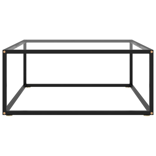 Tavolino da Salotto Nero con Vetro Temperato 80x80x35 cm 322875