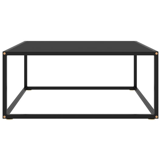 Tavolino da Salotto Nero con Vetro Nero-Tavolino da soggiorno 80x80x35 cm