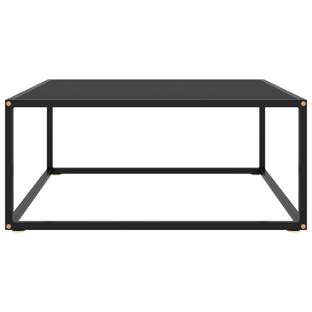 Tavolino da Salotto Nero con Vetro Nero 80x80x35 cm 322876