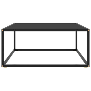 Tavolino da Salotto Nero con Vetro Nero 80x80x35 cm 322876