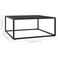 Tavolino da Salotto Nero con Vetro Nero 80x80x35 cm 322876